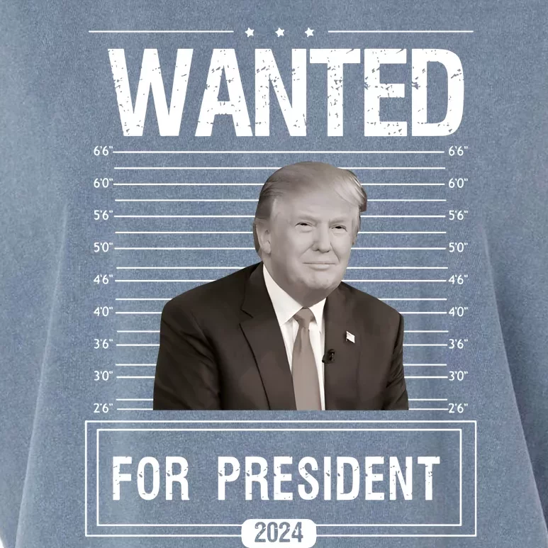 Wanted For President Trump 2024 Garment-Dyed Women's Muscle Tee