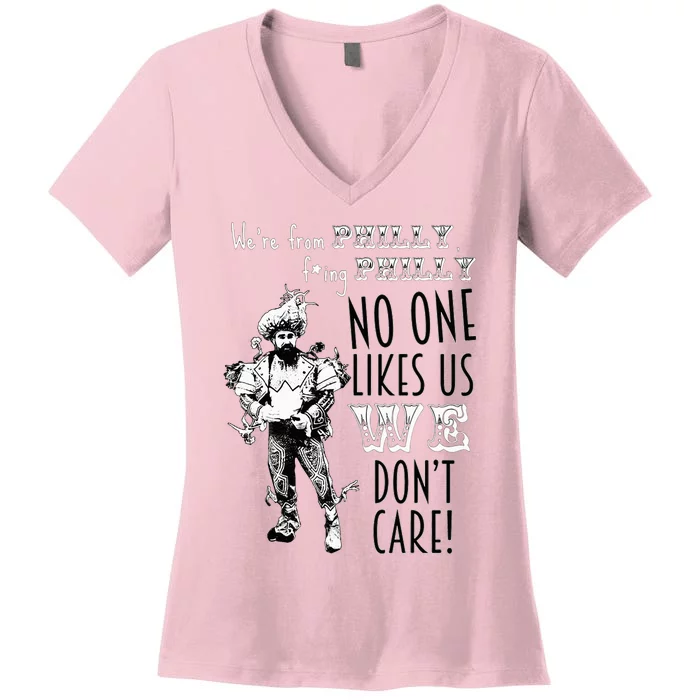 We're From Philly No One Likes Us We Don't Care Women's V-Neck T-Shirt