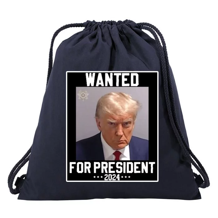 Wanted For President 2024 Drawstring Bag