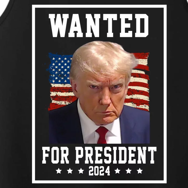 Wanted For President 2024 USA Donald Trump Performance Tank