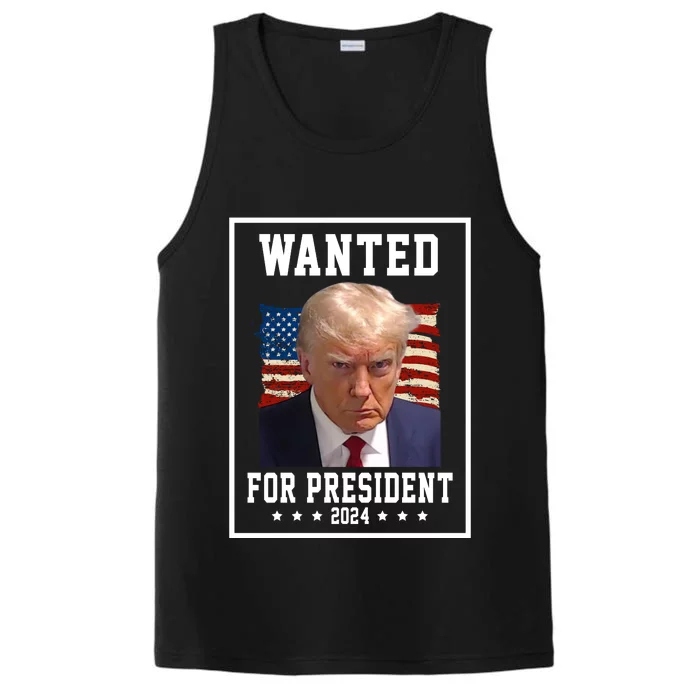 Wanted For President 2024 USA Donald Trump Performance Tank