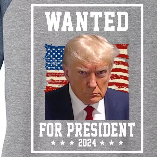 Wanted For President 2024 USA Donald Trump Women's Tri-Blend 3/4-Sleeve Raglan Shirt