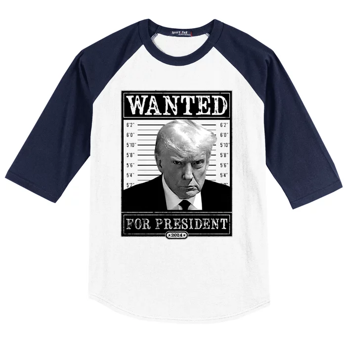 Wanted For President 2024 Baseball Sleeve Shirt