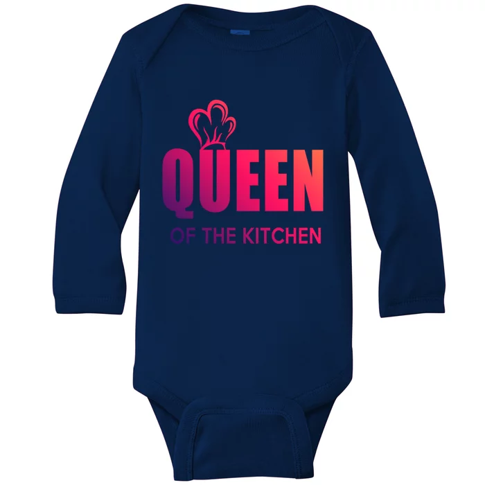 Wholesome Family Queen Of The Kitchen Funny Gift Baby Long Sleeve Bodysuit