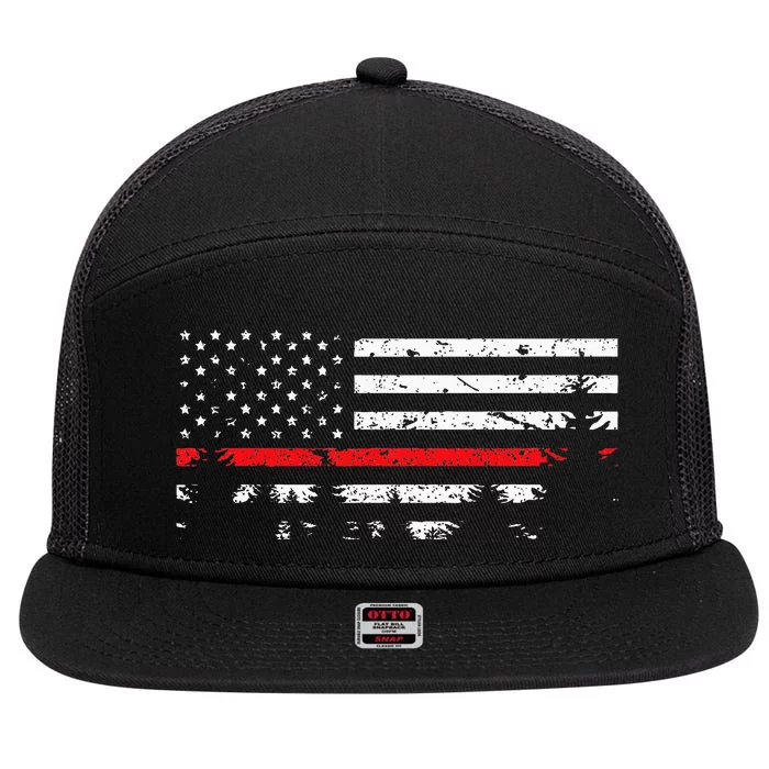 Wildland Firefighter Red Line American Flag 7 Panel Mesh Trucker Snapback Hat