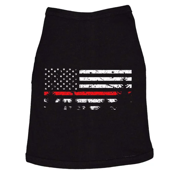 Wildland Firefighter Red Line American Flag Doggie Tank