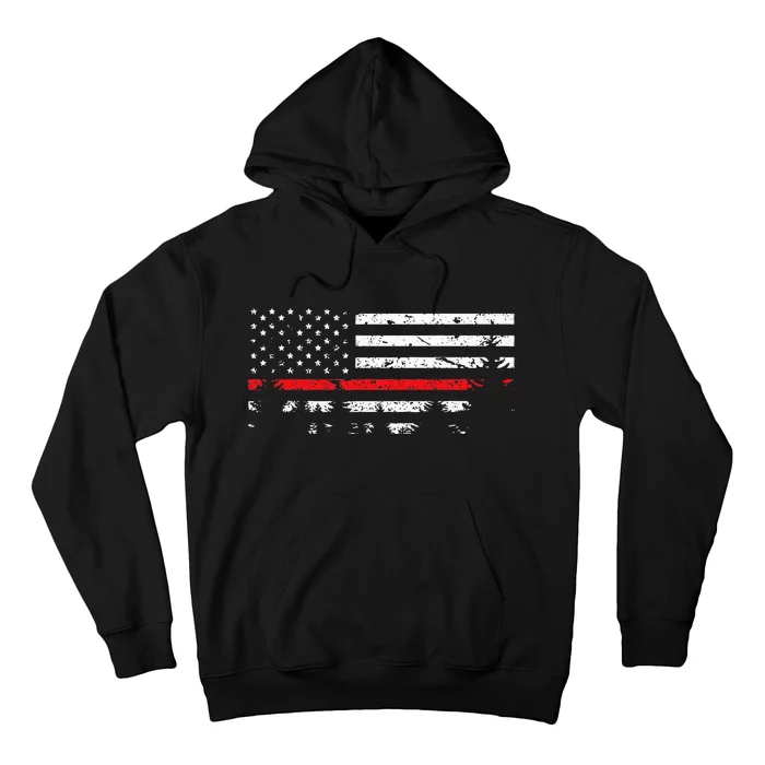 Wildland Firefighter Red Line American Flag Hoodie