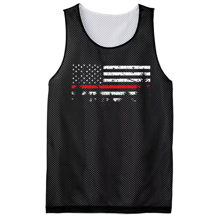 Wildland Firefighter Red Line American Flag Mesh Reversible Basketball Jersey Tank