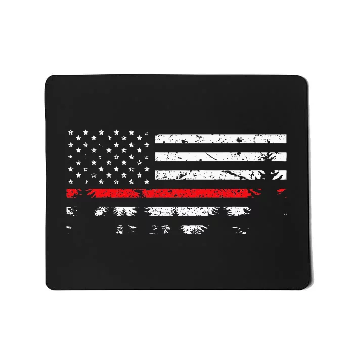 Wildland Firefighter Red Line American Flag Mousepad