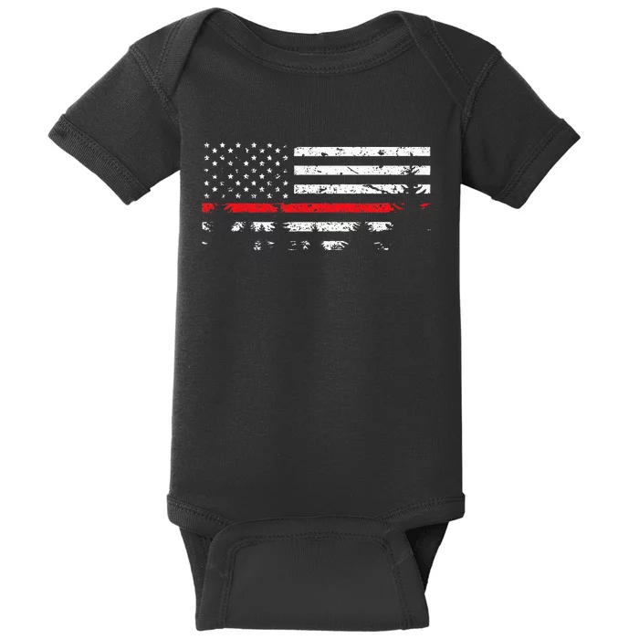 Wildland Firefighter Red Line American Flag Baby Bodysuit