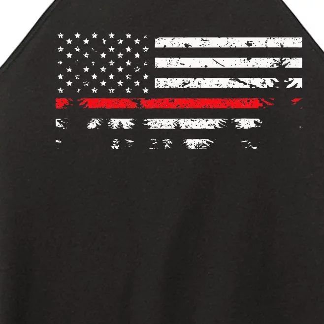 Wildland Firefighter Red Line American Flag Women’s Perfect Tri Rocker Tank