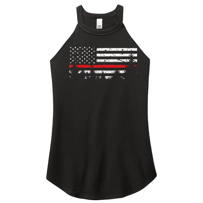 Wildland Firefighter Red Line American Flag Women’s Perfect Tri Rocker Tank