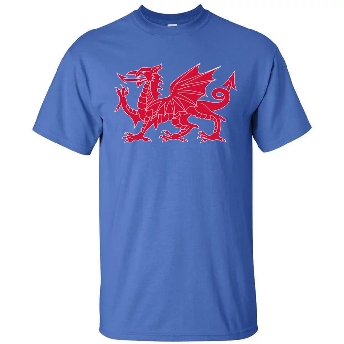 Welsh Flag Red Dragon In Red And White Gift Tall T-Shirt