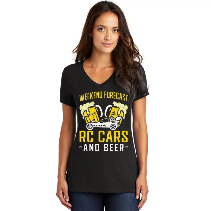 Weekend Forecast RC Cars and Beer RC Car Women's V-Neck T-Shirt