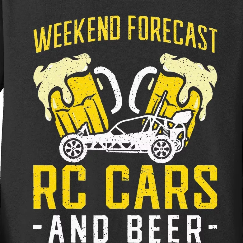 Weekend Forecast RC Cars and Beer RC Car Kids Long Sleeve Shirt