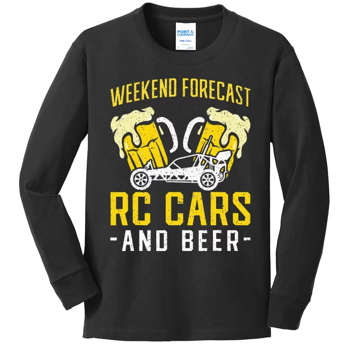 Weekend Forecast RC Cars and Beer RC Car Kids Long Sleeve Shirt