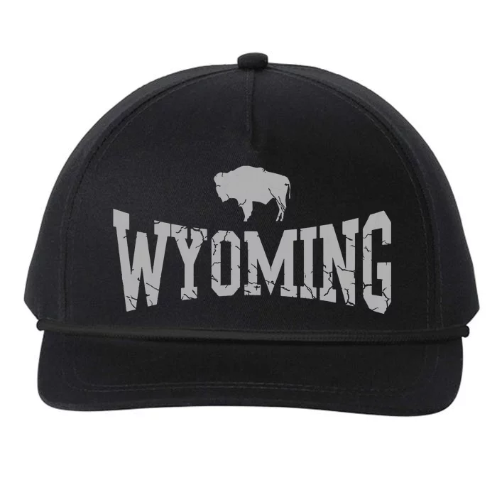 Wyoming Flag Retro Home State Vintage Distressed Snapback Five-Panel Rope Hat