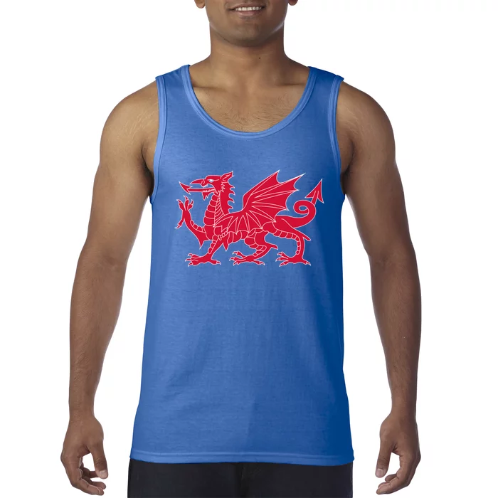 Welsh Flag Red Dragon In Red And White Gift Tank Top