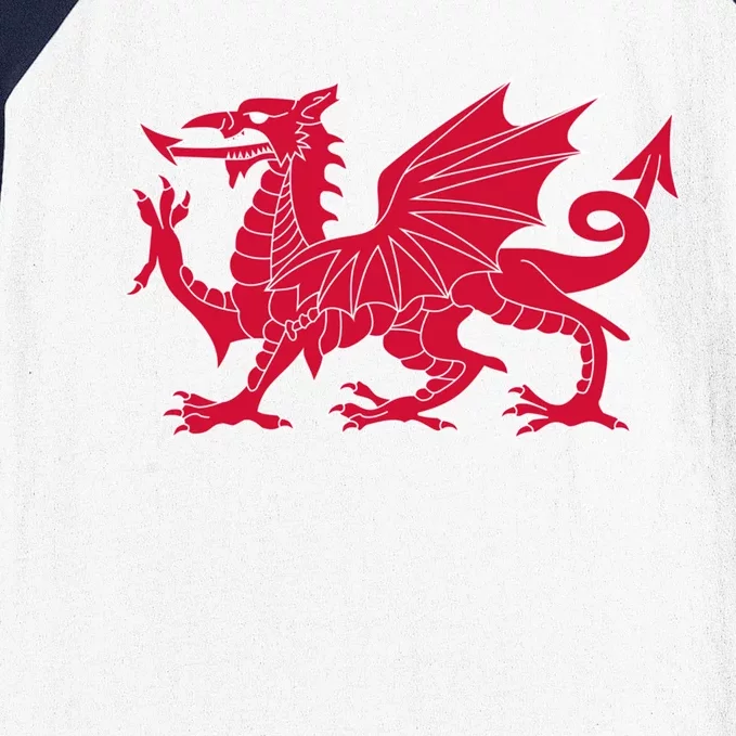 Welsh Flag Red Dragon In Red And White Gift Baseball Sleeve Shirt