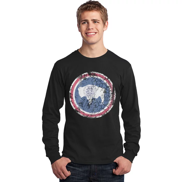 Wyoming Flag Retro Fade Family Long Sleeve Shirt