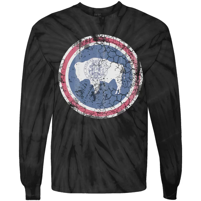 Wyoming Flag Retro Fade Family Tie-Dye Long Sleeve Shirt