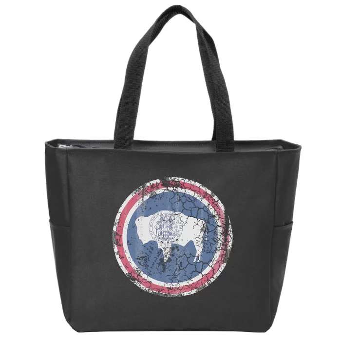 Wyoming Flag Retro Fade Family Zip Tote Bag