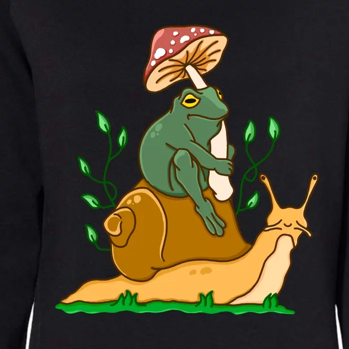 Whimsical Frog Riding Snail With Mushroom Womens California Wash Sweatshirt