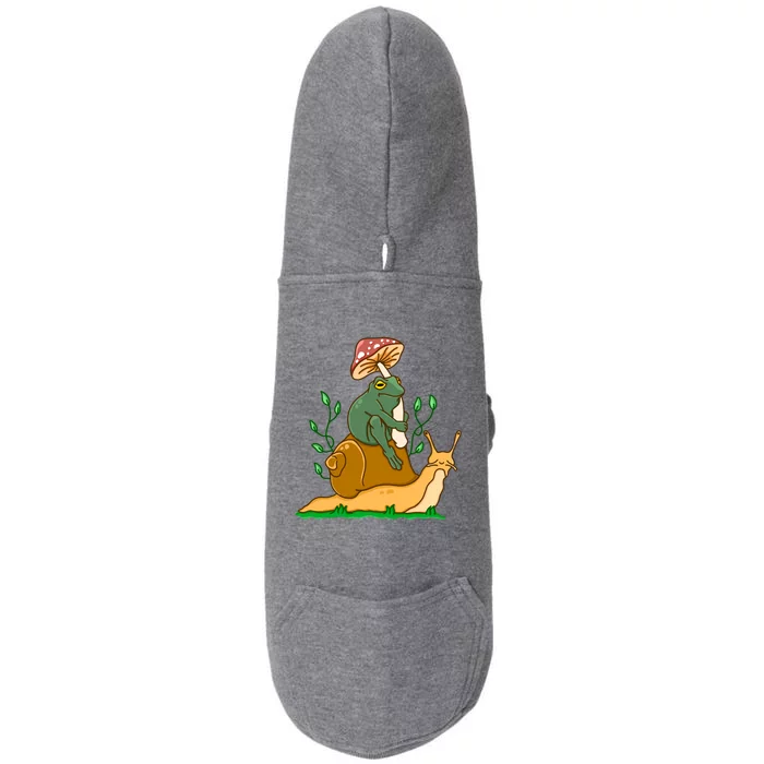 Whimsical Frog Riding Snail With Mushroom Doggie 3-End Fleece Hoodie