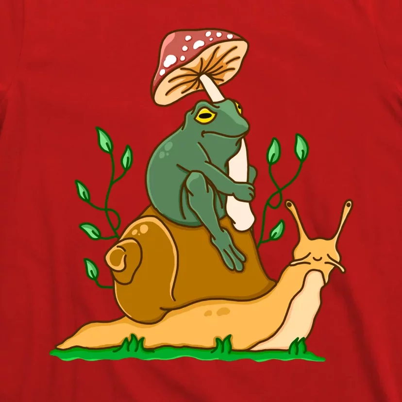 Whimsical Frog Riding Snail With Mushroom T-Shirt