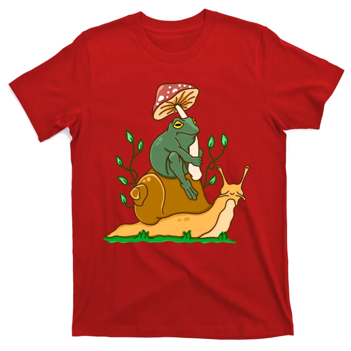 Whimsical Frog Riding Snail With Mushroom T-Shirt