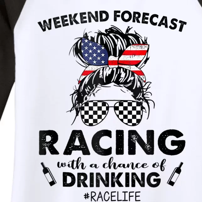 Weekend Forecast Racing With A Chance Of Drinking Race Life Women's Tri-Blend 3/4-Sleeve Raglan Shirt