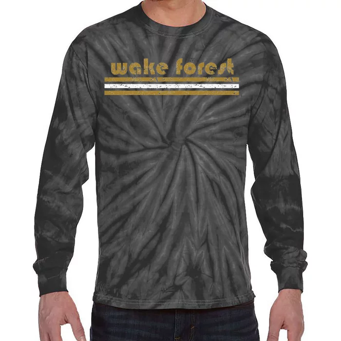 Wake Forest Retro Three Stripe Vintage Throwback Tie-Dye Long Sleeve Shirt