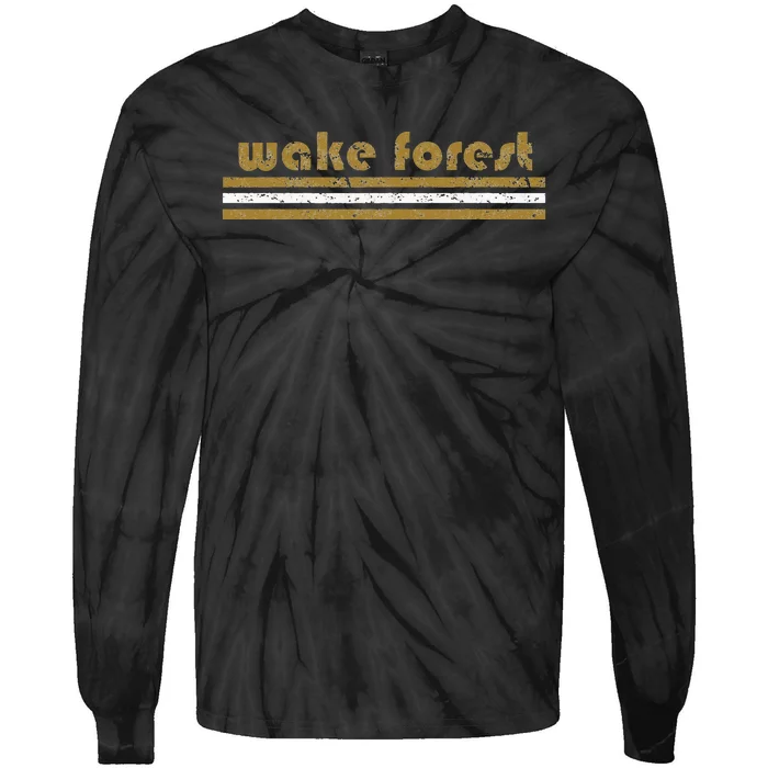 Wake Forest Retro Three Stripe Vintage Throwback Tie-Dye Long Sleeve Shirt