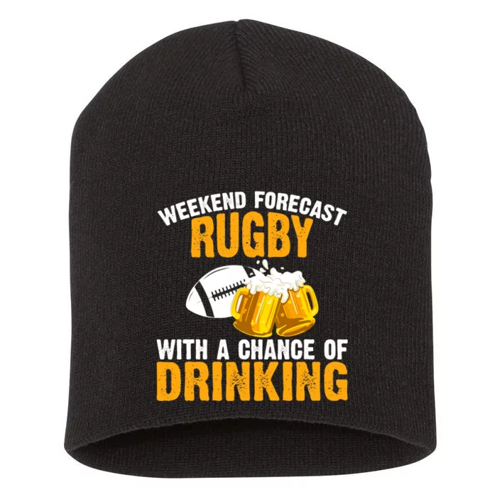 Weekend Forecast Rugby With A Chance Of Drinking Short Acrylic Beanie