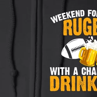 Weekend Forecast Rugby With A Chance Of Drinking Full Zip Hoodie