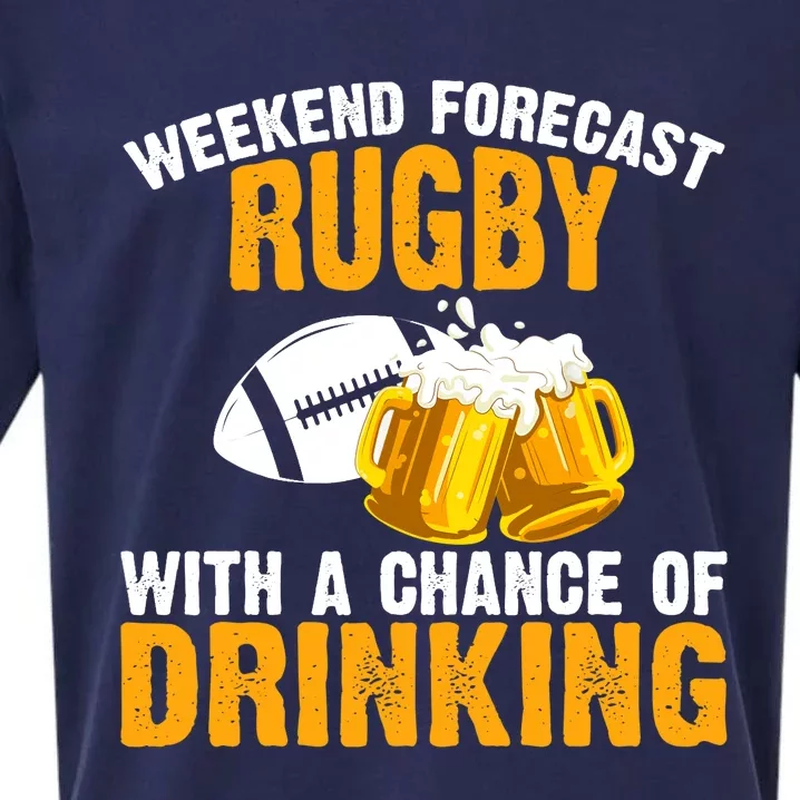 Weekend Forecast Rugby With A Chance Of Drinking Sueded Cloud Jersey T-Shirt