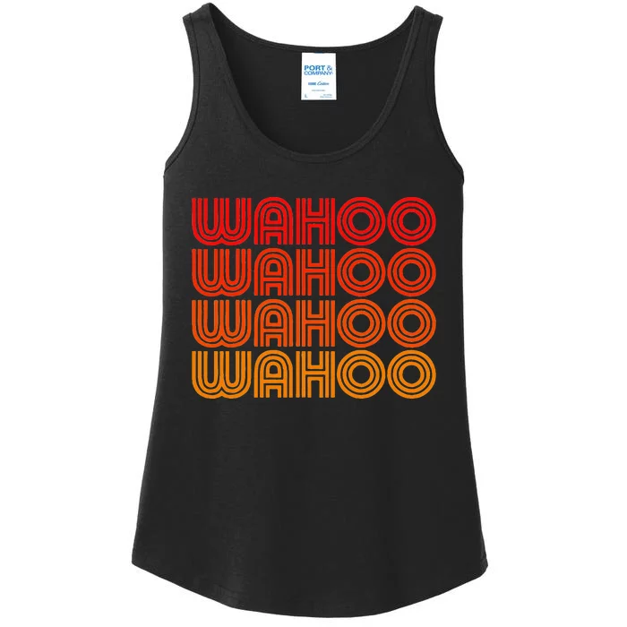 Wahoo Funny Retro Vintage Sunset Goofy Silly Weird Word Ladies Essential Tank