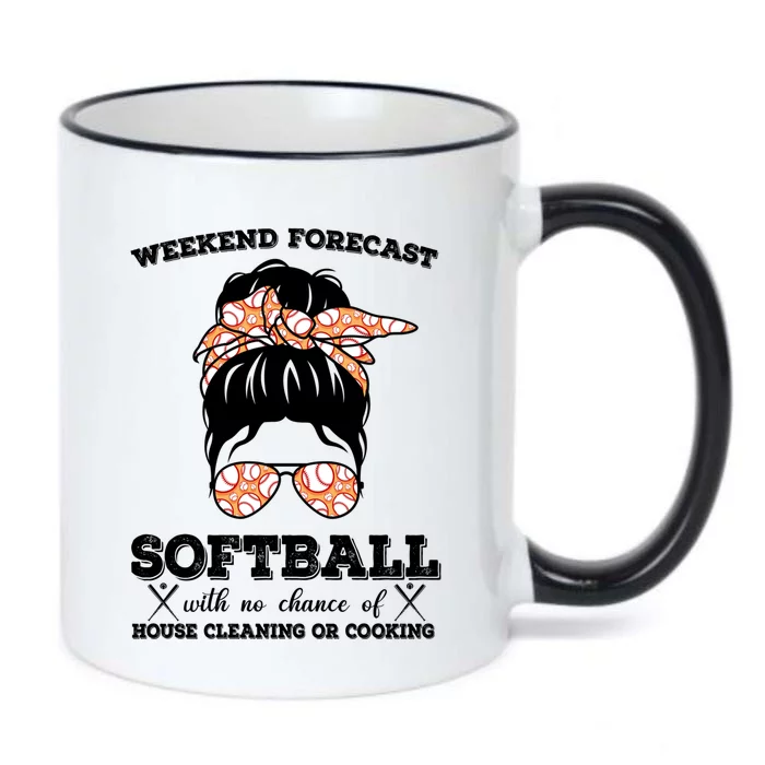 Weekend Forecast Softball With No Chance Of House Cleaning Cool Gift Black Color Changing Mug