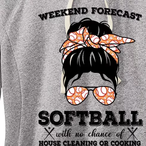 Weekend Forecast Softball With No Chance Of House Cleaning Cool Gift Women's Fleece Hoodie