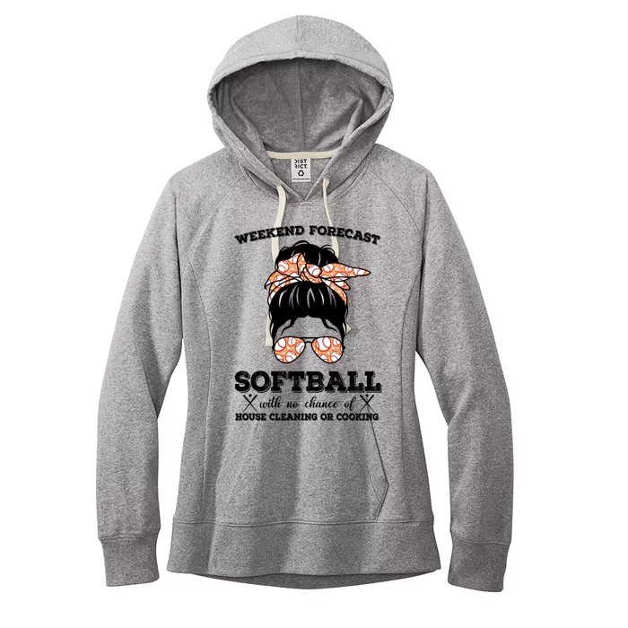 Weekend Forecast Softball With No Chance Of House Cleaning Cool Gift Women's Fleece Hoodie