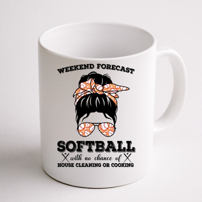 Weekend Forecast Softball With No Chance Of House Cleaning Cool Gift Front & Back Coffee Mug