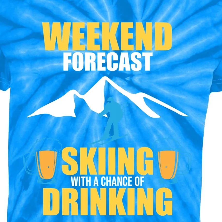 Weekend Forecast Skiing Snow Ski Expert Skier Lover Graphic Meaningful Gift Kids Tie-Dye T-Shirt