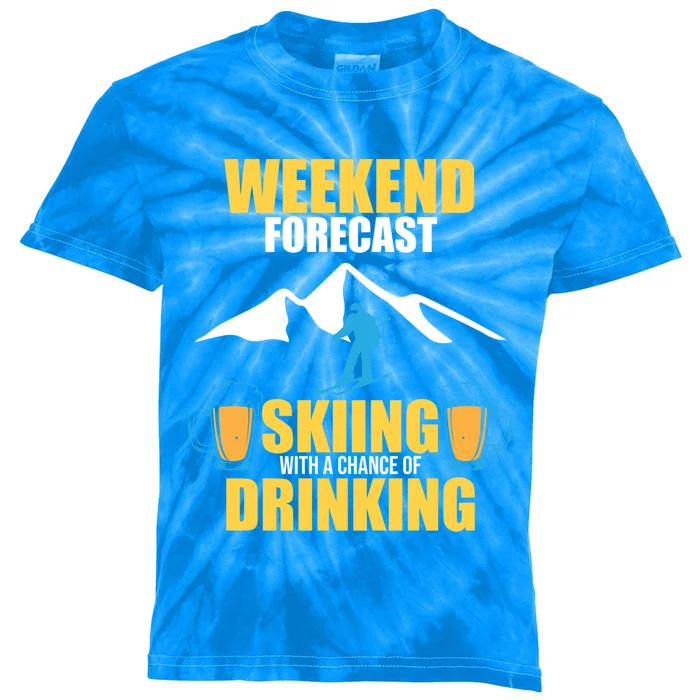 Weekend Forecast Skiing Snow Ski Expert Skier Lover Graphic Meaningful Gift Kids Tie-Dye T-Shirt