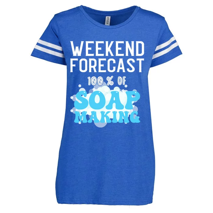 Weekend Forecast Soap Making Soap Maker Great Gift Enza Ladies Jersey Football T-Shirt