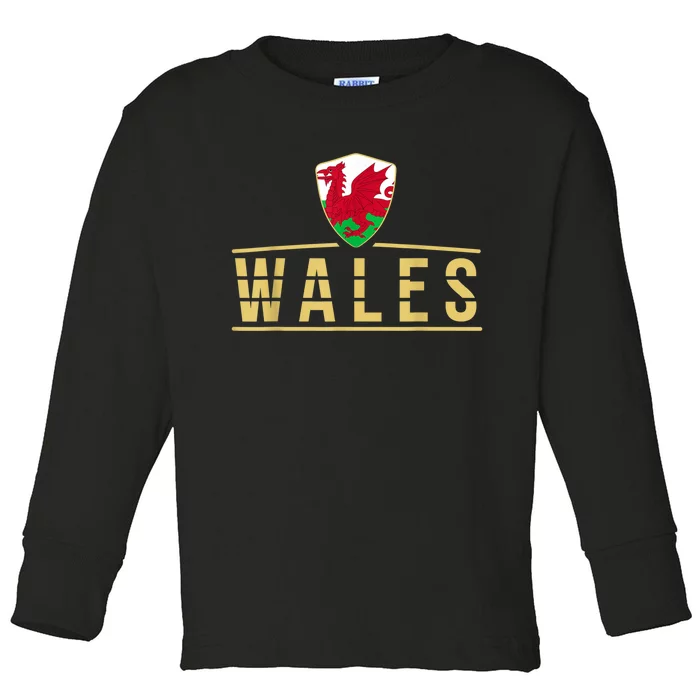 Wales Football Shirt Wales Soccer Jersey Proud Welsh Toddler Long Sleeve Shirt