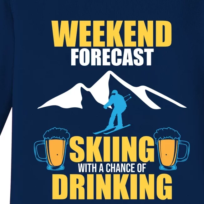 Weekend Forecast Skiing Snow Ski Expert Skier Lover Graphic Gift Baby Long Sleeve Bodysuit