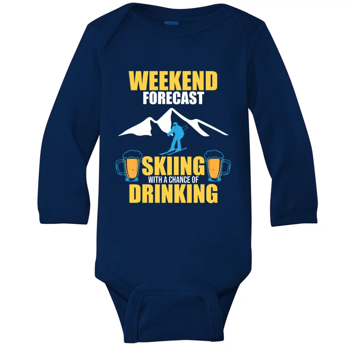 Weekend Forecast Skiing Snow Ski Expert Skier Lover Graphic Gift Baby Long Sleeve Bodysuit