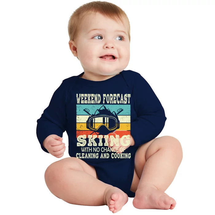 Weekend Forecast Skiing Vintage Ski Meaningful Gift Baby Long Sleeve Bodysuit