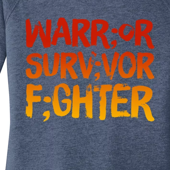 Warrior Fighter Survivor Semicolon Tal Health Awareness Gift Women's Perfect Tri Tunic Long Sleeve Shirt