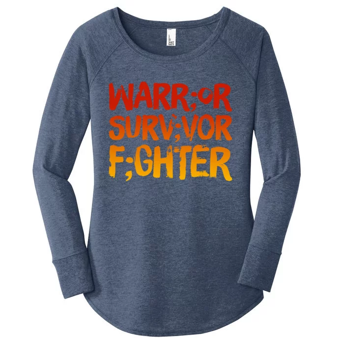 Warrior Fighter Survivor Semicolon Tal Health Awareness Gift Women's Perfect Tri Tunic Long Sleeve Shirt